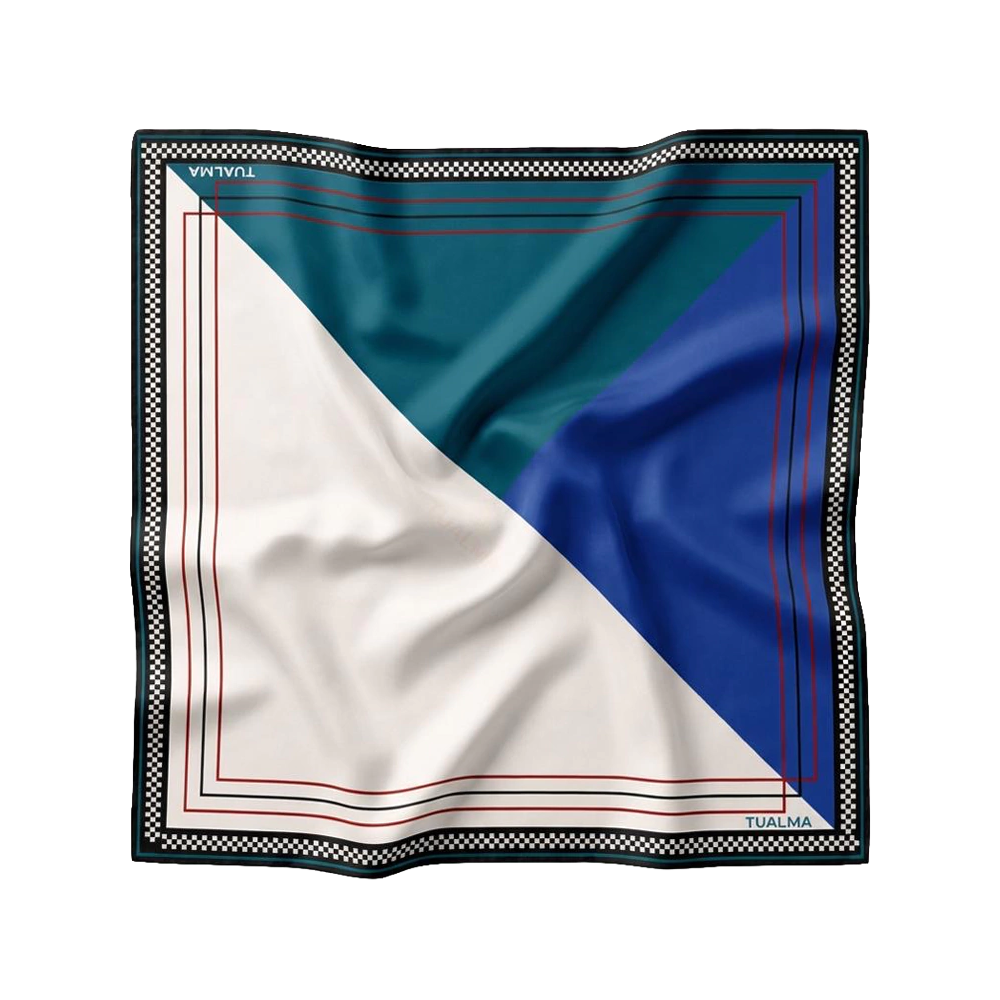 Lenço Estampa Geometrico Azul