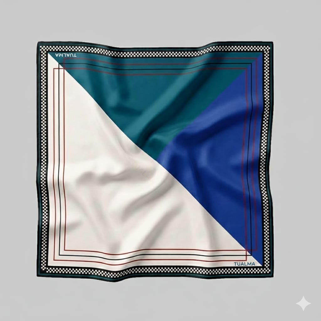 Lenço Estampa Geometrico Azul